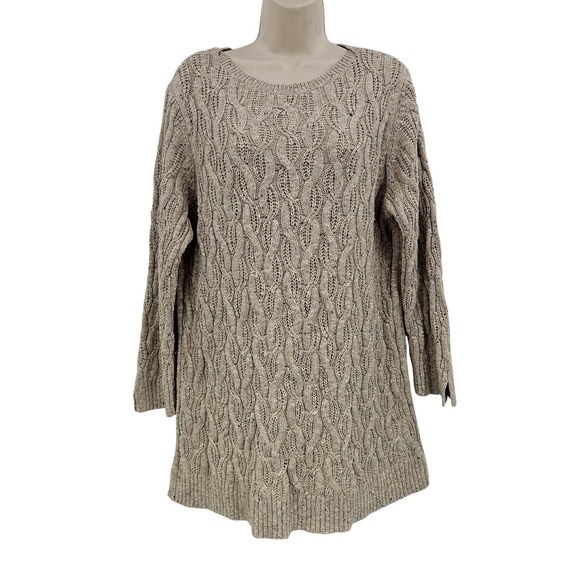 J. Jill Sweaters - J Jill Sweater Womens 2X Beige‎ Cable Knit Soft Textured Fisherman Style Preppy